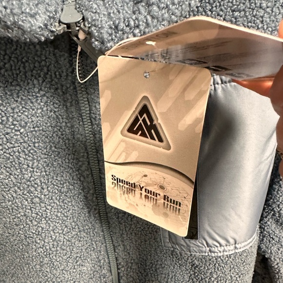 Speed Your Run full zipper front jacket sweatshirt solid blue zip pockets new - Picture 6 of 7